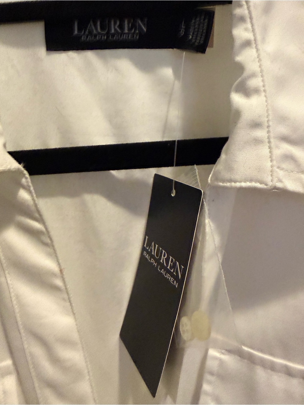 Lauren Ralph Lauren White Collared Shirt, Size L - Picture 4 of 4